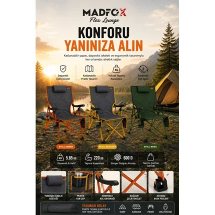 Madfox FlexLounge 3X Katlanabilir Kamp Sandalyesi