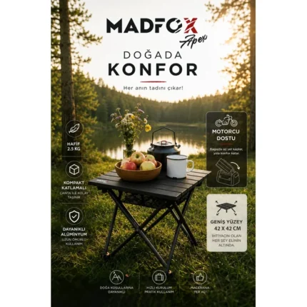 Madfox Apex Katlanabilir Alüminyum Kamp Masası (Motorcu Masası)
