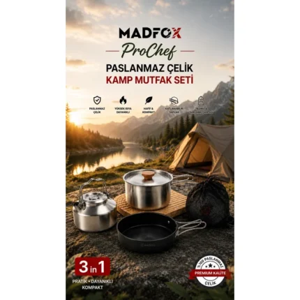 Madfox ProChef 3IN1 Paslanmaz Çelik Kamp Mutfak Seti