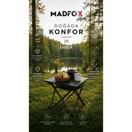 Madfox Apex Katlanabilir Alüminyum Kamp Masası (2 Kişilik)
